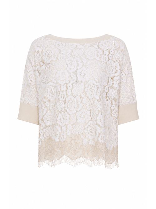 Maglia in lino con ricamo macramé D. Exterior | 6208023AVOR
